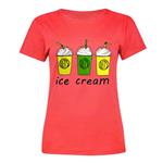 تی شرت زنانه مدل ice Cream رنگ مرجانی