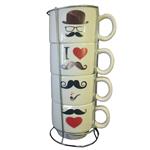 فنجان فشن استایل مدل i love Mustache مجموعه 5 عددی