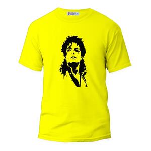 تی شرت زنانه طرح مایکل جکسون کدART-0294-Y رنگ زرد 