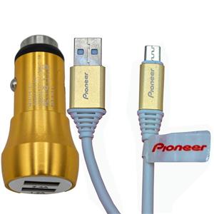 شارژر فندکی پایونیر مدل YK-433 به همراه کابل تبدیل  MicroUSB