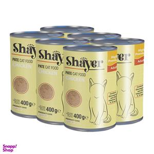کنسرو غذای گربه شایر مدل مرغ کد sh312 وزن 400 گرم بسته 6 عددی