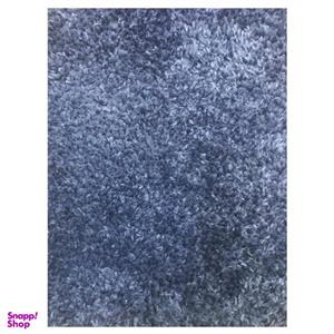 فرش ماشینی مدل شگی فلوکاتی زمینه سرمه ای