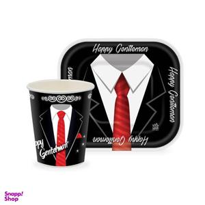 پیش دستی و لیوان یکبار مصرف مدل کراوات مجموعه 40 عددی