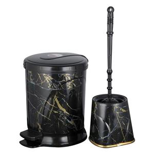 ست سطل زباله و فرچه ونوس پلاستیک مدل سنگی 40