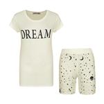 ست تی شرت و شلوارک زنانه افراتین مدل Dream کد 6558 رنگ شیری