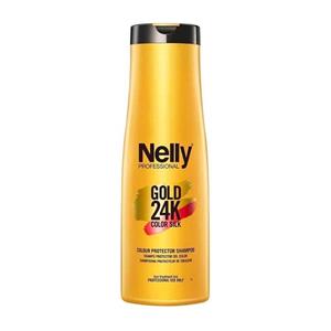 شامپو مو نلی مدل کالر سیلک گلد 24K حجم 400 میلی لیتر nelly gold 24k color silk hair shampoo ml 
