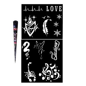 حنا طراحی و شابلون تتو موقت مدل NA099 مجموعه 11 عددی -