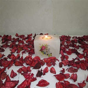 شمعدان سنگ نمک مدل مکعب کد 002