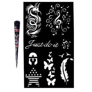 حنا طراحی و شابلون تتو موقت مدل S07 مجموعه 9 عددی