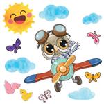 استیکر دیواری کودک مدل cute pilot4 hk