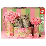 پازل 500 تکه ادوکا مدل KITTENS WITH ROSES