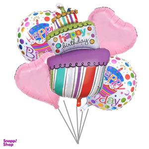 بادکنک فویلی 5تکه بانیبو مدل Happy Birthday Cake01 سایز 150