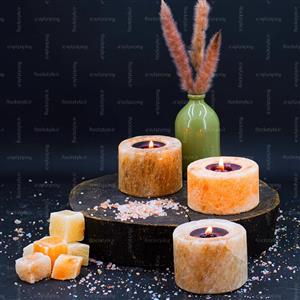 شمعدان سنگ نمک مدل استوانه