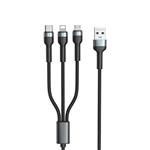 کابل تبدیل USB به microUSB / USB-C / لایتنینگ ریمکس مدل RC-124th طول 1.2 متر