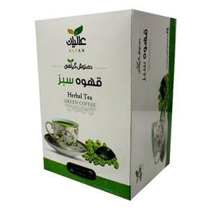 دمنوش کیسه ای قهوه سبز عالیان بسته 25 عددی