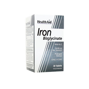 قرص آیرون بیس گلیسینات (آهن با ویتامین ث) هلث اید 30 عددی Health Aid Iron Bisglycinate (Iron with Vitamin C) 30 Tab