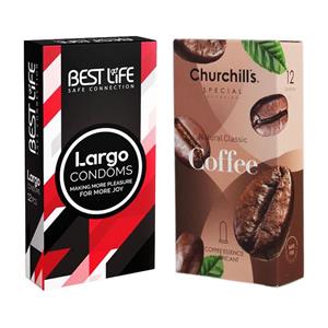 کاندوم چرچیلز مدل Coffee بسته 12 عددی به همراه لایف Largo 