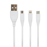 کابل تبدیل USB به microUSB / لایتنینگ / USB-C ترانیو مدل XS-1 طول 1.2 متر