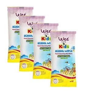 دستمال مرطوب کودک وی کر مدل anti bacterial چهار بسته 12 عددی