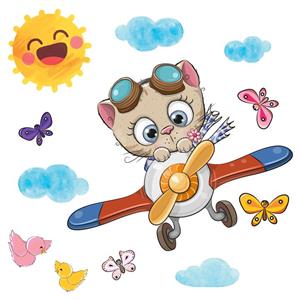 استیکر دیواری کودک مدل cute pilot8 hk 