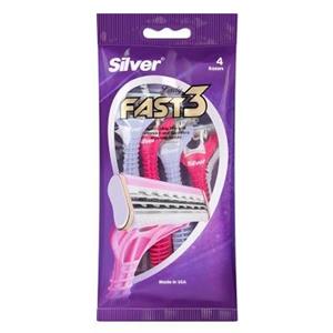 ژیلت زنانه 3 تیغه 4 عددی Silver fast3