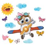 استیکر دیواری کودک مدل cute pilot14 hk