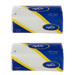 دستمال کاغذی 250 برگ شکوه مدل اقتصادی g2 بسته دو عددی