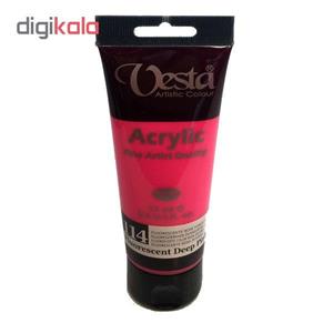 رنگ اکریلیک وستا مدل 114 flourescent deep pink حجم 75 میلی لیتر