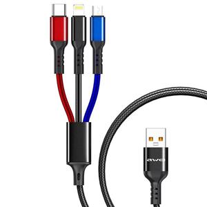 کابل تبدیل USB به لایتنینگ / microUSB / USB-C اوی مدل CL-971 طول 1.2 متر