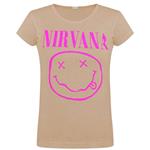 تی شرت آستین کوتاه زنانه مدل nirvana66 رنگ کرم