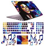 استیکر لپ تاپ مدل Michael Jackson کد 6081 hk مناسب برای لپ تاپ 15.6 اینچ به همراه برچسب حروف فارسی کیبورد