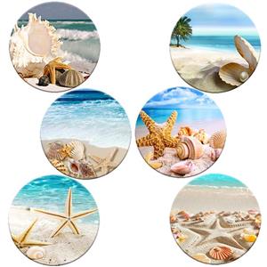 زیر لیوانی مدل طرح دریا و صدف کد ch20 مجموعه 6 عددی