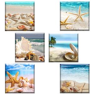 زیر لیوانی طرح دریا و صدف کد s10 مجموعه 6 عددی