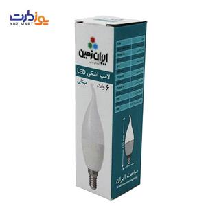 لامپ ال ای دی 6 وات ایران زمین مدل اشکی پایه E14 بسته 3 عددی