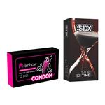 کاندوم سیکس مدل Stop Time بسته 12 عددی به همراه کاندوم کاندوم مدل Rainbow بسته 12 عددی
