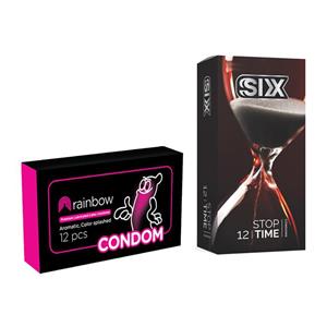 کاندوم سیکس مدل Stop Time بسته 12 عددی به همراه کاندوم کاندوم مدل Rainbow بسته 12 عددی 