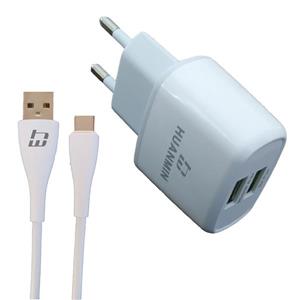 شارژر دیواری هوآنمین مدل HM-T87 به همراه کابل تبدیل USB-C