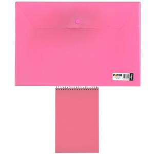 پوشه دکمه دار مدل پوشه دکمه دار پاپکو مدل A4 115 کد 182 به همراه دفتر یادداشت