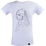 تی شرت آستین کوتاه زنانه 27 مدل دختری با گوشواره مروارید کد V79 رنگ سفید