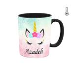 ماگ حرارتی طرح اسم آزاده مدل unicorn کد 1070