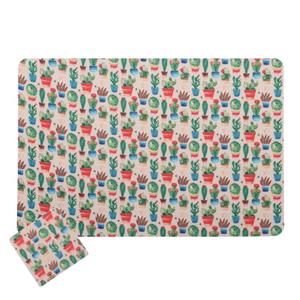 زیربشقابی هوم اند لایف مدل باجیکا طرح گلدان کاکتوس بسته 6 عددی به همراه زیر لیوانی