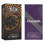 کاندوم چرچیلز مدل Classic Delay بسته 12 عددی به همراه کاندوم سیکس مدل تاخیری بسته 12 عددی