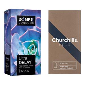 کاندوم چرچیلز مدل Ultra Thin Double Delay بسته 12 عددی به همراه کاندوم بونکس مدل Ultra Delay بسته 12 عددی