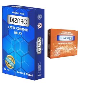 کاندوم دیزارو مدل DELAY بسته 12 عددی به همراه لمورکس خاردار تاخیری 3 