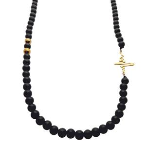 گردنبند مردانه طرح ضربان مدل اونیکس کد 330GAM