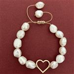 دستبند طلا 18 عیار زنانه الماسین آذر طرح قلب کد ghalbbaroq01