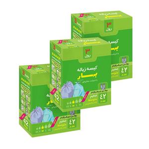 کیسه زباله مدل رولی سه بسته 42 عددی