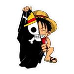 استیکر لپ تاپ پیکسل میکسل مدل انیمه one piece لوفی پرچم