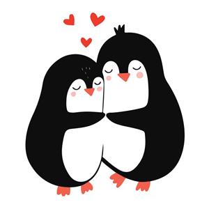 استیکر لپ تاپ طرح پنگوئن های عاشق کد 1090 