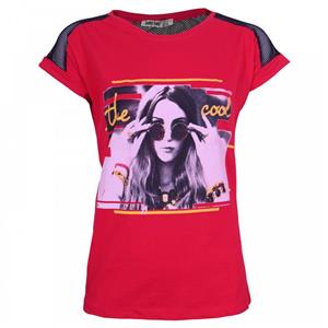 تی شرت استین کوتاه زنانه مدل طرحدار کد 12 رنگ قرمز 